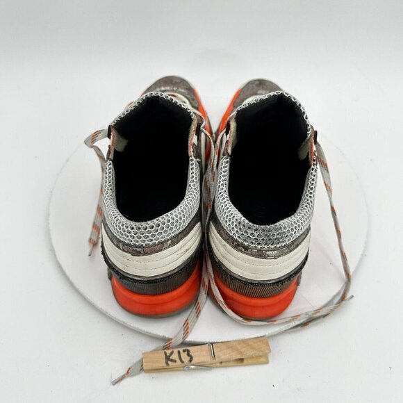 Lanvin Men Size 8 Silver Metallic White Orange Mesh Low Trainer Running Shoes - Picture 11 of 14